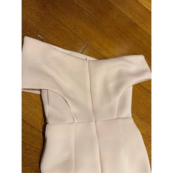 NWT ASOS DESIGN Off Shoulder Cutout Midi Dress with Asymmetric Hem in Rosewater - Picture 12 of 15